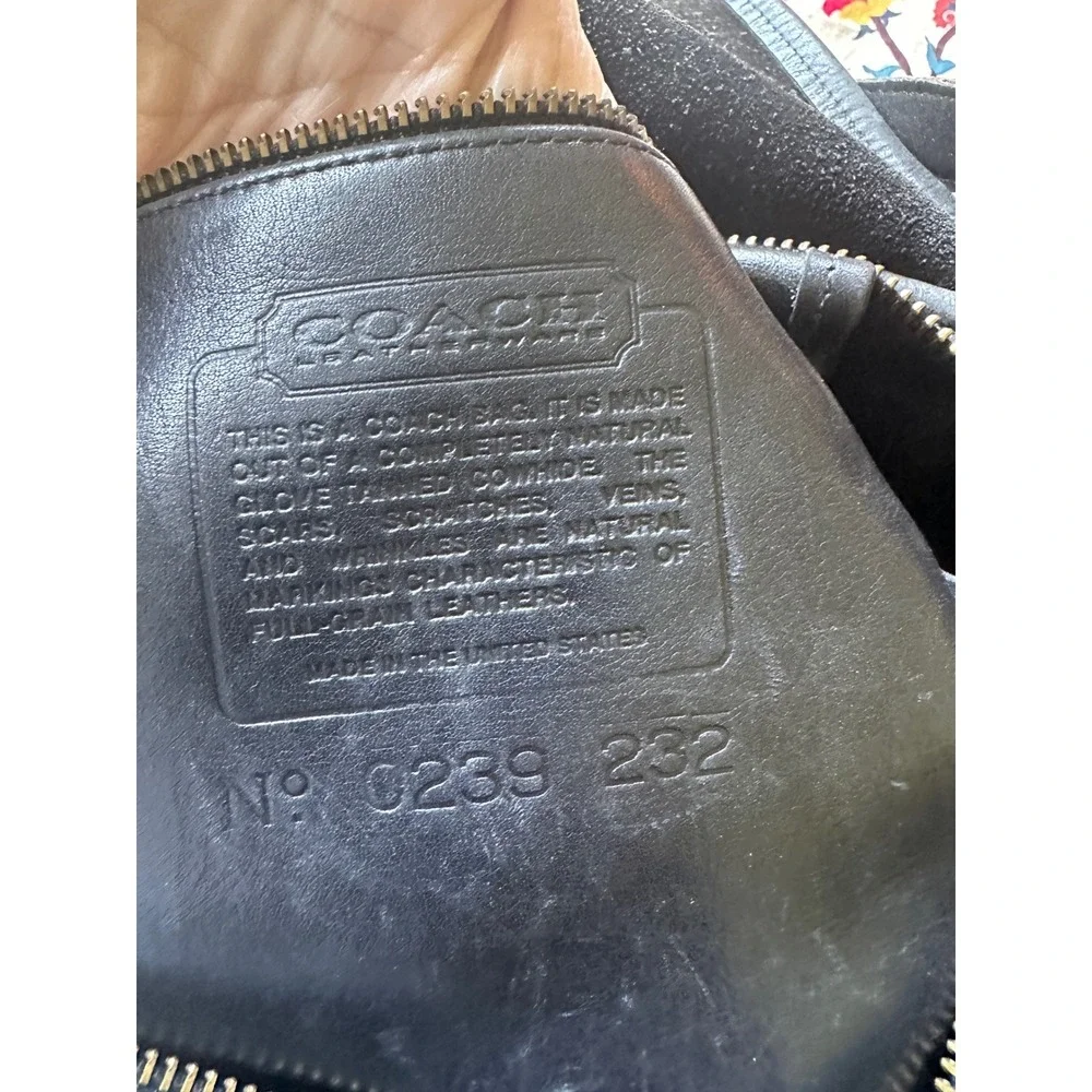 Vintage Coach Black‎ Leather Messenger Bag Crossbody USA Made 0239 232